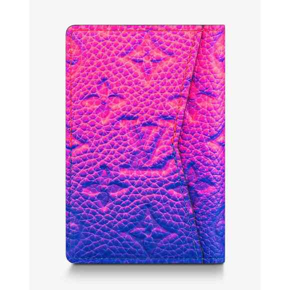 Louis Vuitton Taurillon Monogram Logo Pink Blue Ombre Pocket Organizer Wallet - Picture 7 of 11